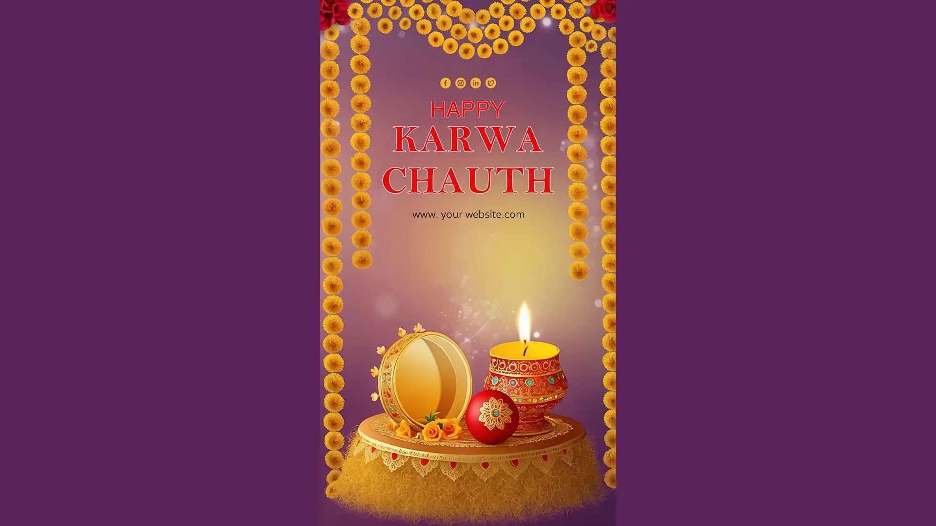 Rich Purple and Gold Karwa Chauth Instagram Story Card image